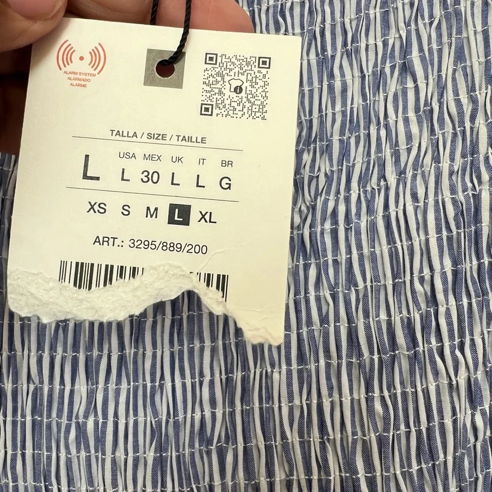 Zara Smocked Off Shoulder Maxi Dress Embroidered Cottagecore Coastal - Picture 6 of 7